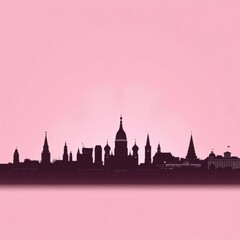 Fototapeta premium Thin line style city illustration of urban landscape street london skyline city office buildings outline cityscape on white background skyline silhouette 
