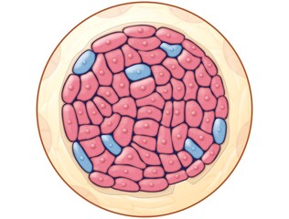 anatomical illustration of beta cells inside pancreas of patient with diabetes