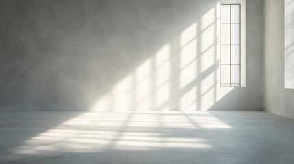 Obraz premium Large empty room with white walls and single beam of natural light