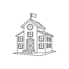 school building line icon 