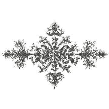 Antique floral ornament.  Fine stippled effect. dot effect. Vintage look. Quality resource for any project. 