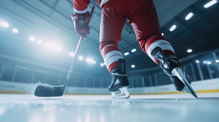 Hockey Player on Ice: A Low Angle Perspective