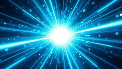 Vivid illustration of a glowing blue burst of light with soft rays