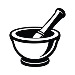 Mortar and pestle silhouette icon vector illustration