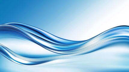 Fototapeta premium Blue waves, abstract water background, flowing curves, gradient shades of blue, clean minimalist design, smooth textures, dynamic fluid shapes, light and shadow play, rippling surface, aquatic themed 