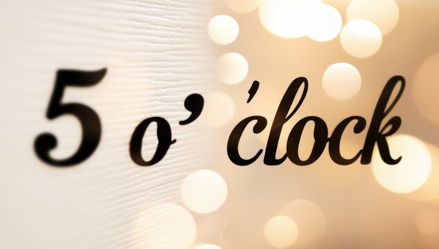 Time management concept. 5 o'clock the morning or evening against bokeh background. Copy space for text background