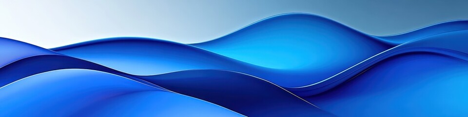 Obraz premium Abstract blue waves, flowing curves, smooth gradients, dynamic motion, minimalist design, light and shadow play, fluid shapes, digital art, glossy texture, sleek modern aesthetic, white background, se