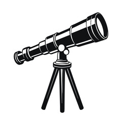 vector illustrations of a telescope silhouette on white background