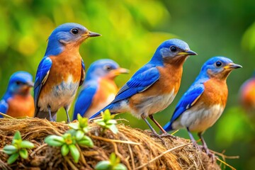Obraz premium Stunning bluebird portraits: captivating wildlife photography showcasing avian beauty in natural settings.