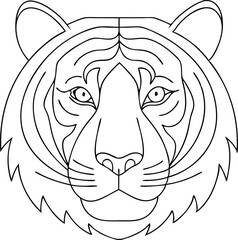 simple tiger, vintage logo line art concept black and white color, hand drawn illustration