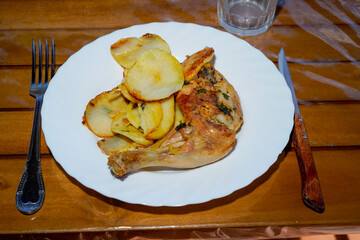 chicken roasted in a wood oven
