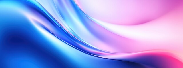 Naklejka premium Abstract fluid waves, vibrant neon colors, electric blue and magenta, smooth glossy surfaces, futuristic backdrop, dynamic flowing shapes, metallic sheen, iridescent textures, digital art, ultra high 