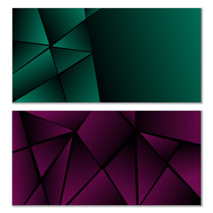 Abstract polygonal pattern. Set of two dark gradient polygonal backgrounds. Background design, cover, postcard, banner, wallpaper