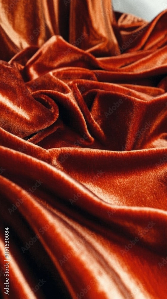 Poster close-up view of red velvet fabric featuring subtle heart-shaped folds and a smooth upper section id