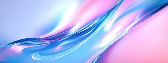 Fototapeta premium Abstract fluid waves, vibrant neon colors, electric blue and magenta, smooth glossy surfaces, futuristic backdrop, dynamic flowing shapes, metallic sheen, iridescent textures, digital art, ultra high 