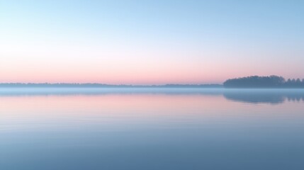 Fototapeta premium Lake at dawn reflecting pastel morning sky