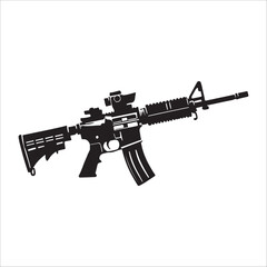 Rifles Silhouette Vector Art Illustration