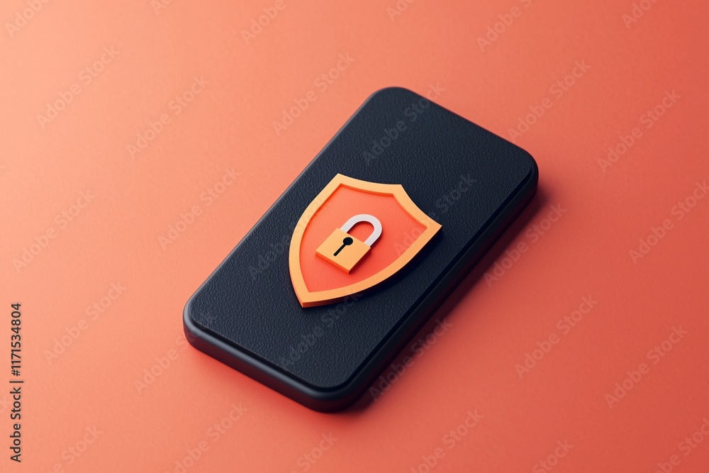 Poster mobile security features digital device graphic design modern environment close-up view cyber protec