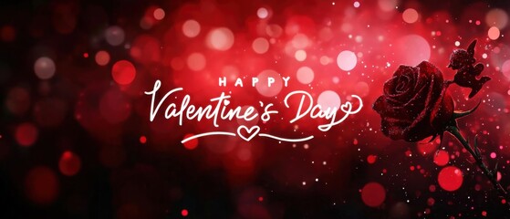 Happy Valentines Day Red Rose Bokeh Background Romantic Love