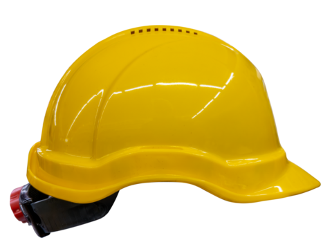 Yellow work helmet isolated