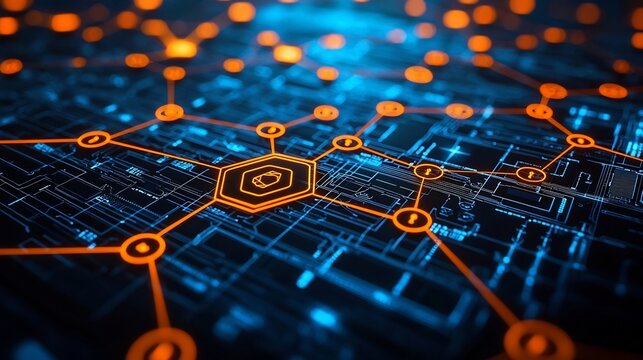 Futuristic Financial Technology Landscape with Blockchain Quantum Computing and Augmented Reality Interfaces