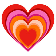 Vibrant paper hearts in red, pink and orange hues perfect for romantic or Valentine's Day - themed projects and decorations.