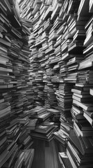 Fototapeta premium quiet library filled with rows of stacked books creates serene atmosphere