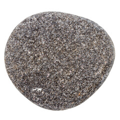 Top view of single black pebble isolated on white background.