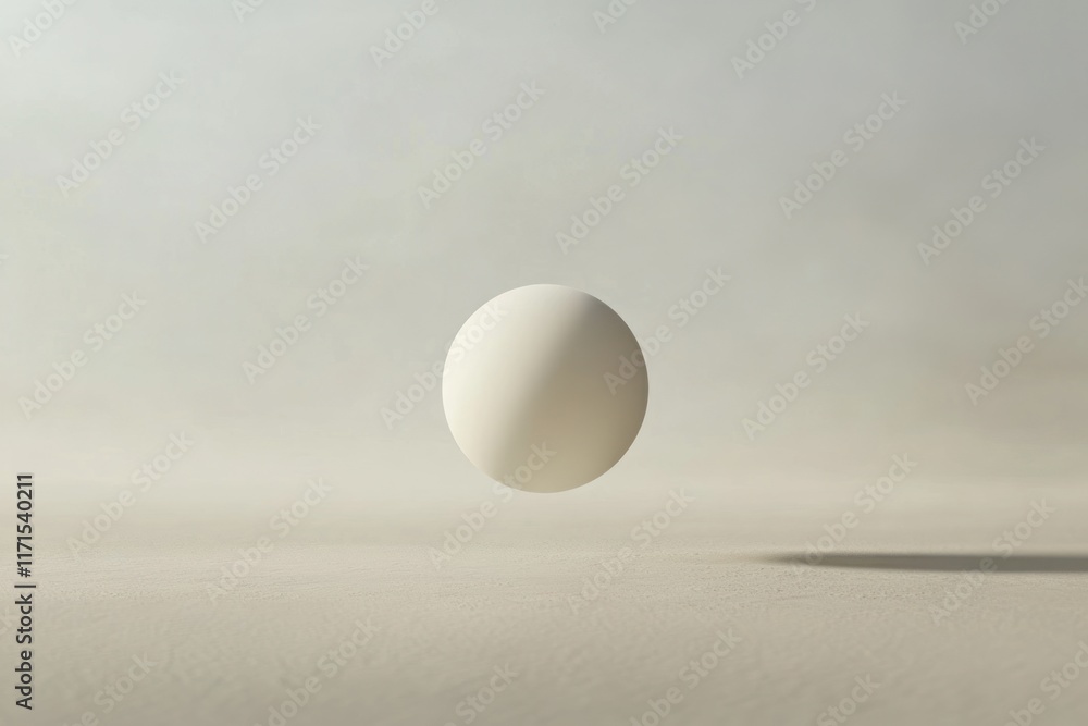 Poster a white sphere floats gently in empty space, symbolizing peace with its smooth texture and soft ligh