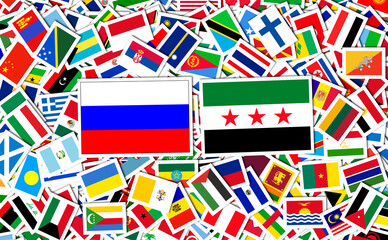 Syria Flag and Russia, Russian Federation, Flag of the Syrian Revolution - New Syrian Flag.