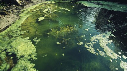 Pollution in River with Dramatic Lighting