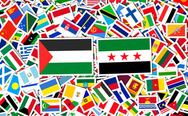 Obraz premium Syria Flag and, Flag of the Syrian Revolution - New Syrian Flag.