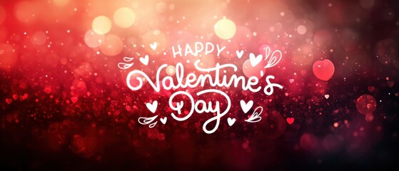Romantic Valentines Day Background with Sparkling Hearts and Bokeh Lights