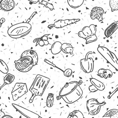 Fototapeta premium seamless pattern food collection chalkboard style