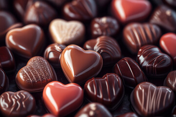 Various heart-shaped chocolates stacked together