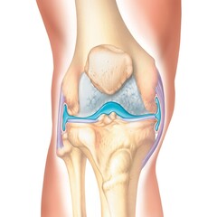 anatomical illustration depicting mild osteoarthritis with hyaluronic acid
showing