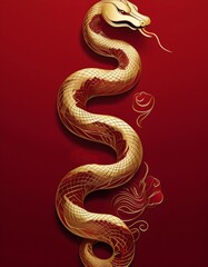 Obraz premium luxury red and gold chinese snake new year background with copy space for text, snake year