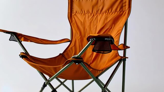 Orange camping chair showcases comfort and style in outdoor leisure settings emphasizing portability and design