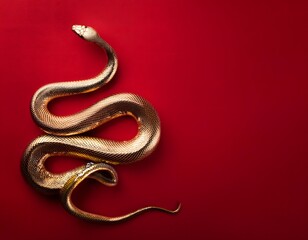 Obraz premium luxury red and gold chinese snake new year background with copy space for text, snake year