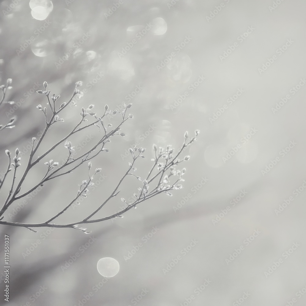 Poster minimalist and soft bokeh background with light gray tones
