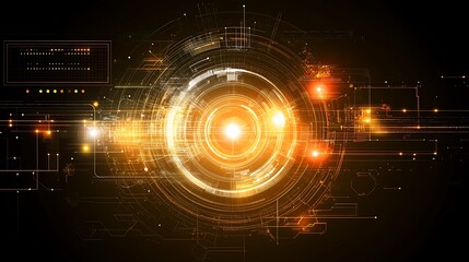 Obraz premium Abstract Technological Golden Circular Network Design