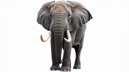 Big male African elephant on white background.