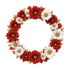 Obraz premium Floral wreath with red and white daisies