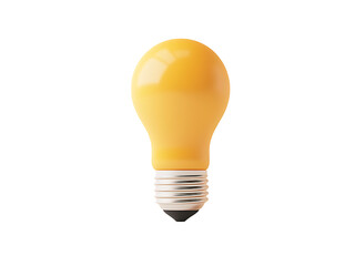3d a yellow lightbulb illustration isolated on transparent or white background, png cutout