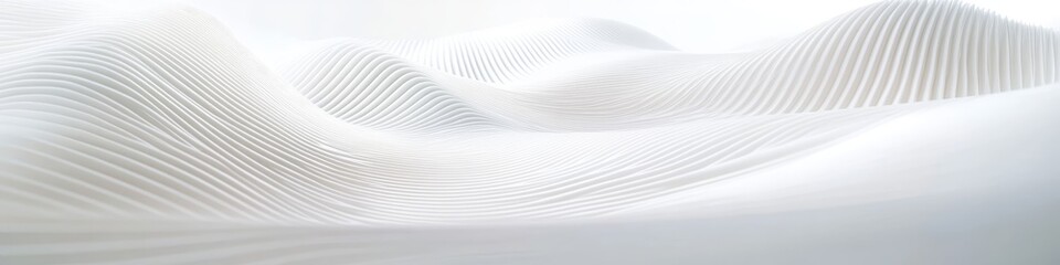 Fototapeta premium Minimalist snowy landscape, pure white snow dunes, soft diffused light, ethereal atmosphere, serene winter scene, smooth curved surfaces, abstract snow formations, pristine wilderness, monochromatic w