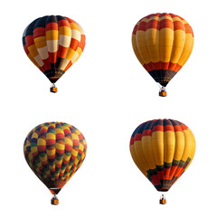 Colorful Hot Air Balloons Isolated on Black Background
