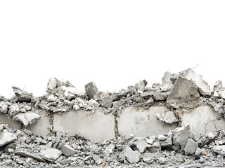 broken concrete isolated on transparent or white background, png cutout