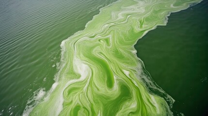 Obraz premium Vibrant Algae Blooms in Serene Lake Environment