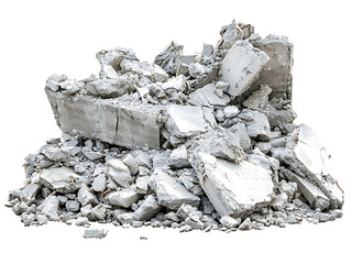 broken concrete isolated on transparent or white background, png cutout