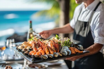 Seafood platter at oceanfront eatery